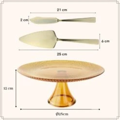 OTIX Taartplateau Met Taartschep Goud Met Voet 28cm Amber Kleur Glas -Luxe Servieswinkel 0403cb4f5b634c2cbce833dc9847c82a