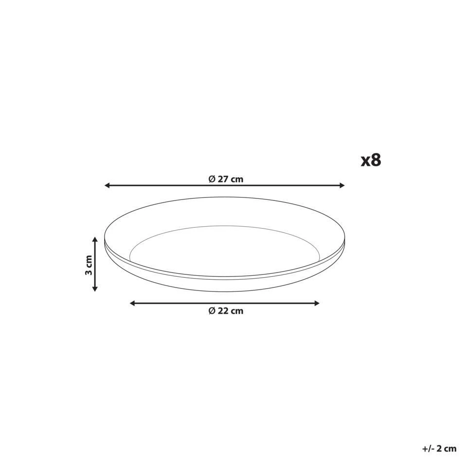 COSTMARY - Dinerborden Set Van 8 - Grijs - Steengoed 3 COSTMARY - Dinerborden Set Van 8 - Grijs - Steengoed - Afbeelding 3