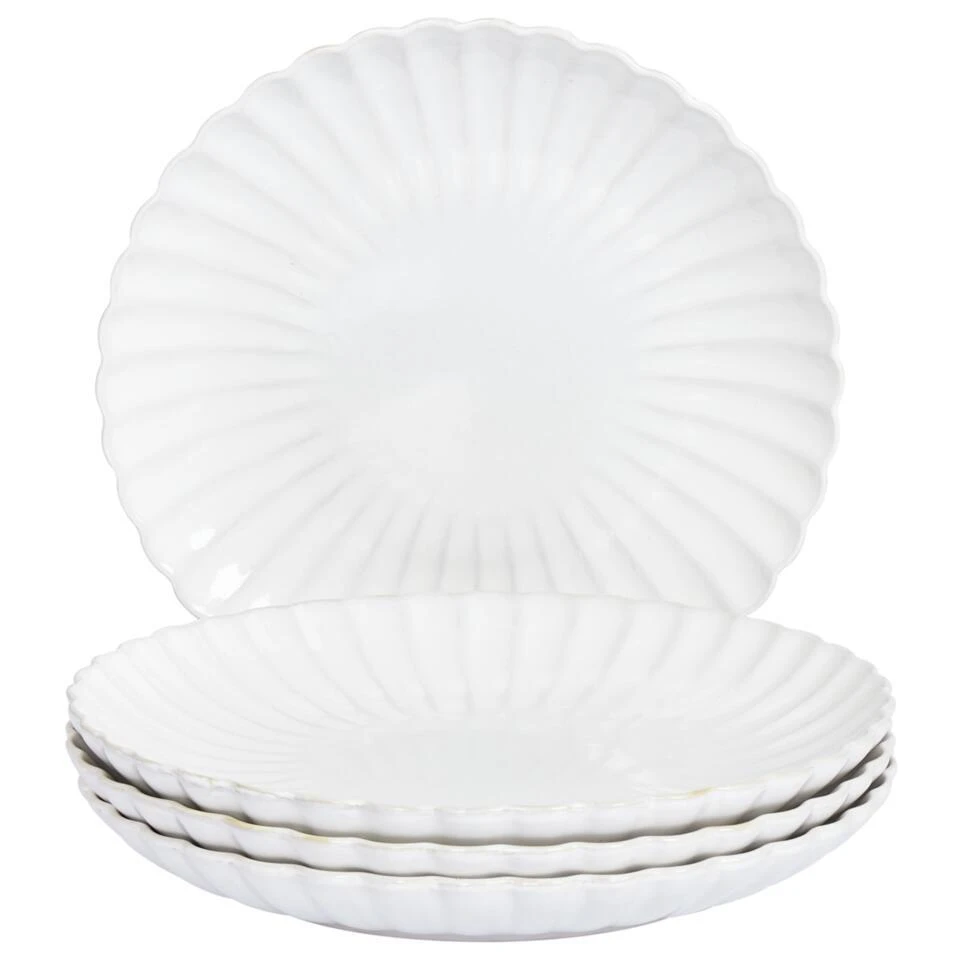 NETTLE - Dinerborden Set Van 4 - Gebroken Wit - Steengoed 3 NETTLE - Dinerborden Set Van 4 - Gebroken Wit - Steengoed - Afbeelding 3