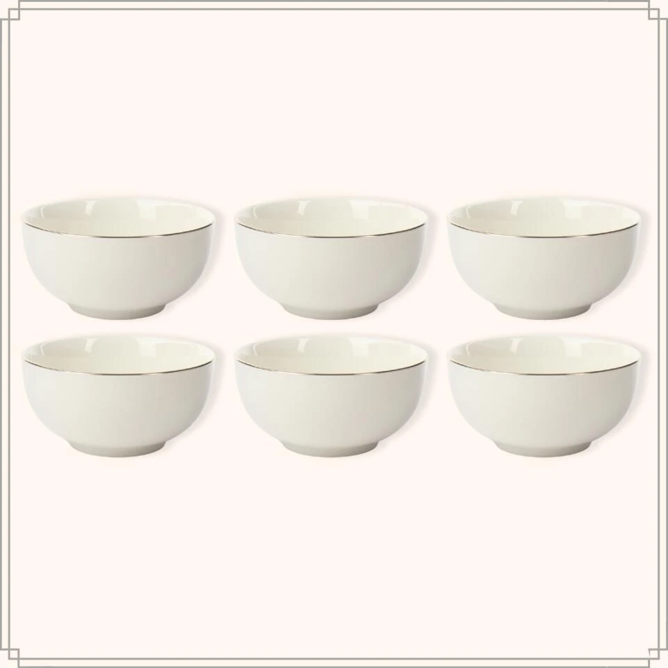 OTIX Soepkommen Set Van 6 Schaaltjes Porselein Wit Met Gouden Rand 13,5 X 6 Cm 2 OTIX Soepkommen Set Van 6 Schaaltjes Porselein Wit Met Gouden Rand 13,5 X 6 Cm - Afbeelding 2
