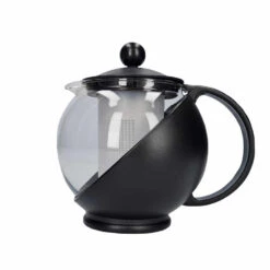 Merkloos Gerimport Koffiepot/theepot Met Filter - Zwart - 1,25 L - Glas
