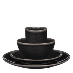 Mica Decorations Tabo Serviesset 4 Persoons Keramiek Zwart