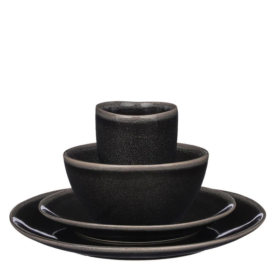 Mica Decorations Tabo Serviesset 4 Persoons Keramiek Zwart 1 Mica Decorations Tabo Serviesset 4 Persoons Keramiek Zwart