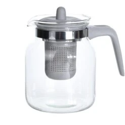 Merkloos Theepot - Met Filter - Grijs - Glas - 1500 Ml