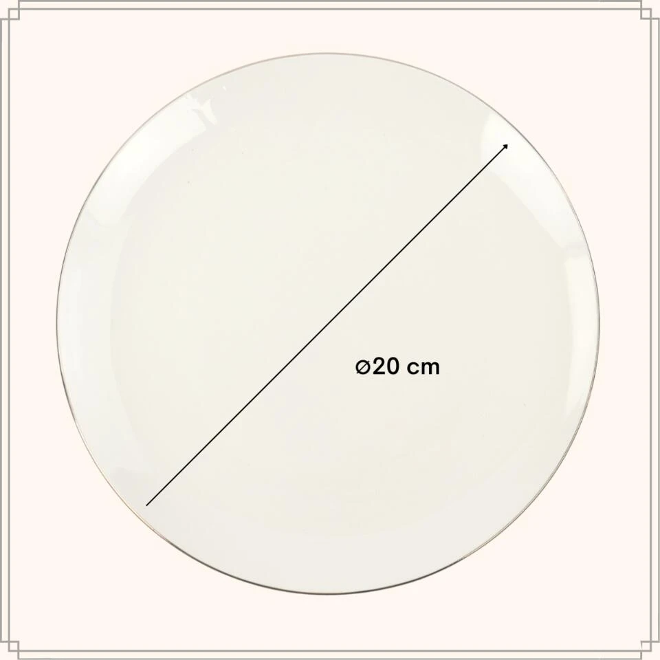 OTIX Ontbijtborden Borden Set Van 6 Stuks 20cm Wit Met Gouden Rand Porselein 3 OTIX Ontbijtborden Borden Set Van 6 Stuks 20cm Wit Met Gouden Rand Porselein - Afbeelding 3