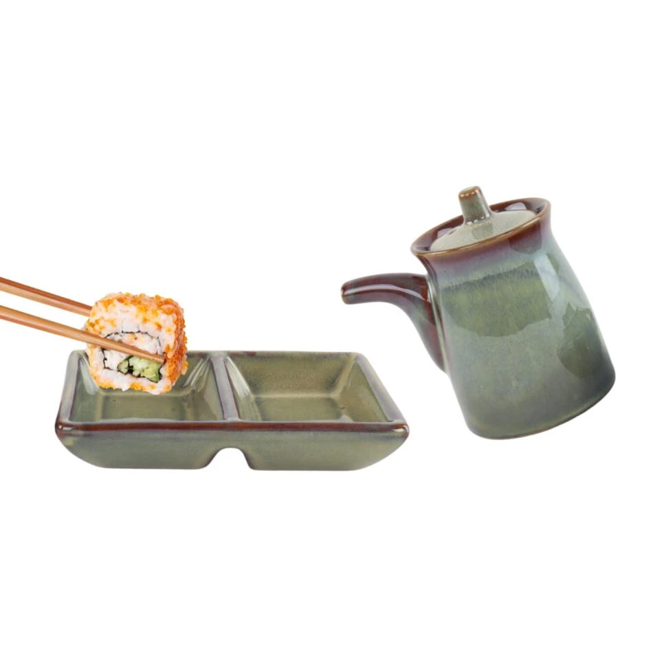 Orange85 Sushi Servies Set Met Sojasaus Kan En Schaaltje Groen 3 Orange85 Sushi Servies Set Met Sojasaus Kan En Schaaltje Groen - Afbeelding 3