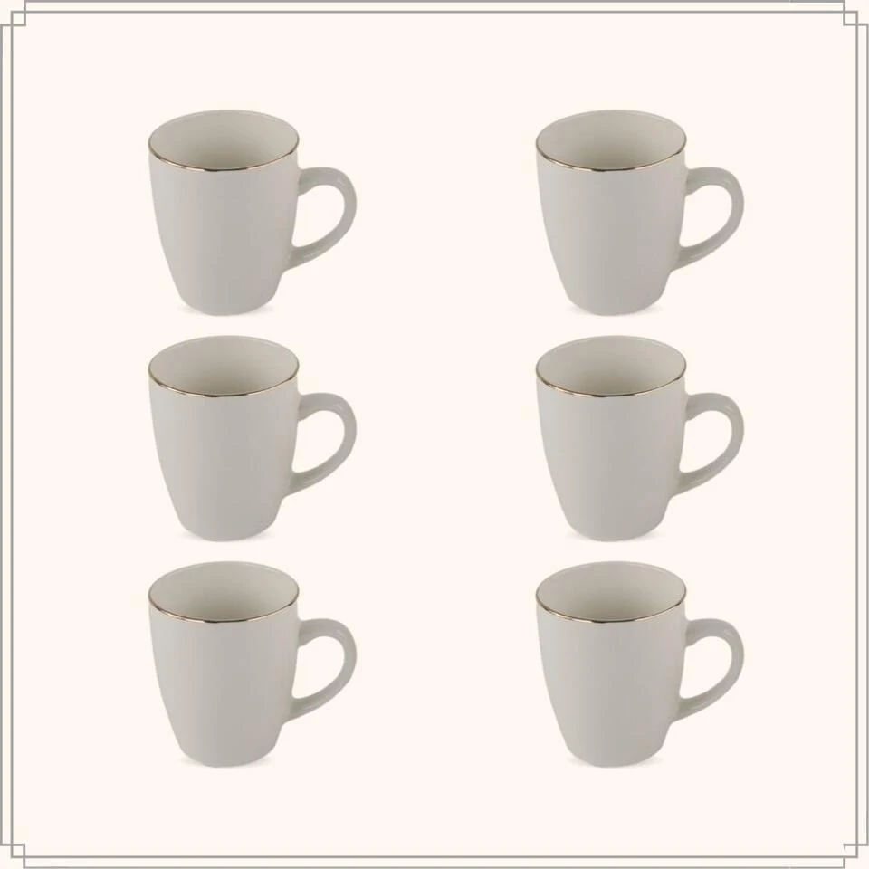 OTIX Mokken Set Wit Met Goud 200ml Porselein 6 Stuks DAISY 2 OTIX Mokken Set Wit Met Goud 200ml Porselein 6 Stuks DAISY - Afbeelding 2