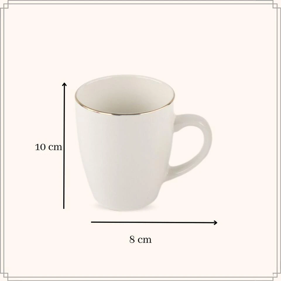 OTIX Mokken Set Wit Met Goud 200ml Porselein 6 Stuks DAISY 4 OTIX Mokken Set Wit Met Goud 200ml Porselein 6 Stuks DAISY - Afbeelding 4