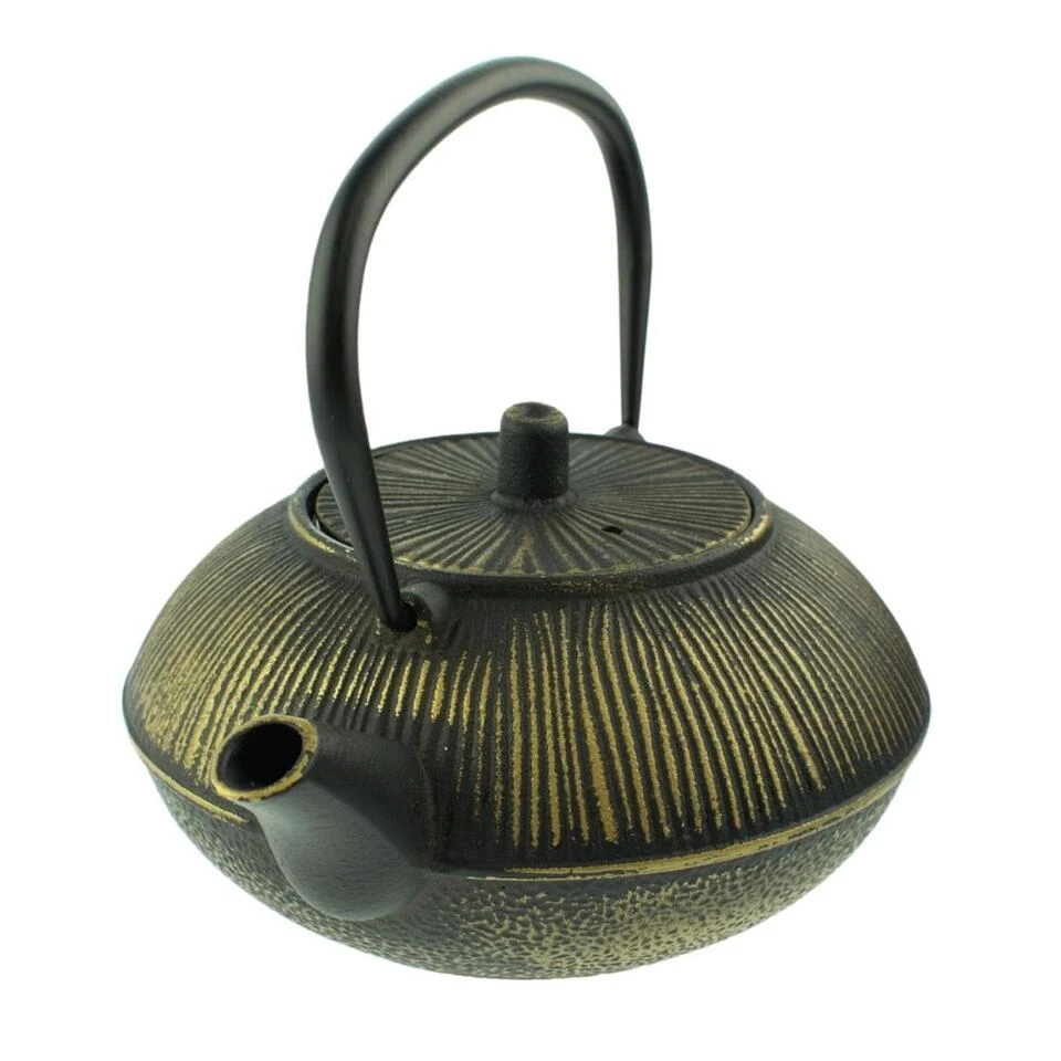 Orange85 Gietijzeren Theepot Aziatisch 0.8l Bol Zwart Met Goud 3 Orange85 Gietijzeren Theepot Aziatisch 0.8l Bol Zwart Met Goud - Afbeelding 3