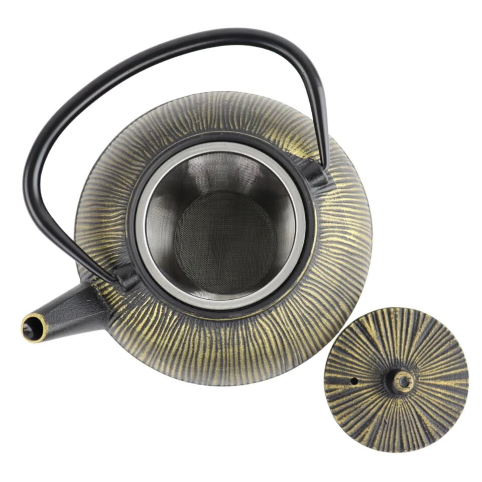 Orange85 Gietijzeren Theepot Aziatisch 0.8l Bol Zwart Met Goud 4 Orange85 Gietijzeren Theepot Aziatisch 0.8l Bol Zwart Met Goud - Afbeelding 4