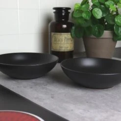 Orange85 Bord 6 Stuks Diep - Soepborden - Zwart Mat Diameter 20,5cm Aardewerk -Luxe Servieswinkel 1000049529 0110