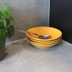 OTIX Diepe Borden Geel Pastaborden Soepborden 6 Stuks 20cm Aardewerk -Luxe Servieswinkel 1000068740 0111