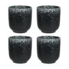 Krumble Koffie Mok - 200 Ml - Keramiek - Zwart Met Witte Spetters - Set Van 4