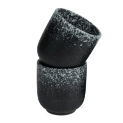 Krumble Koffie Mok - 200 Ml - Keramiek - Zwart Met Witte Spetters -Luxe Servieswinkel 1000071219 0102