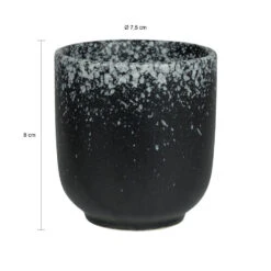 Krumble Koffie Mok - 200 Ml - Keramiek - Zwart Met Witte Spetters - Set Van 6 -Luxe Servieswinkel 1000071224 0102