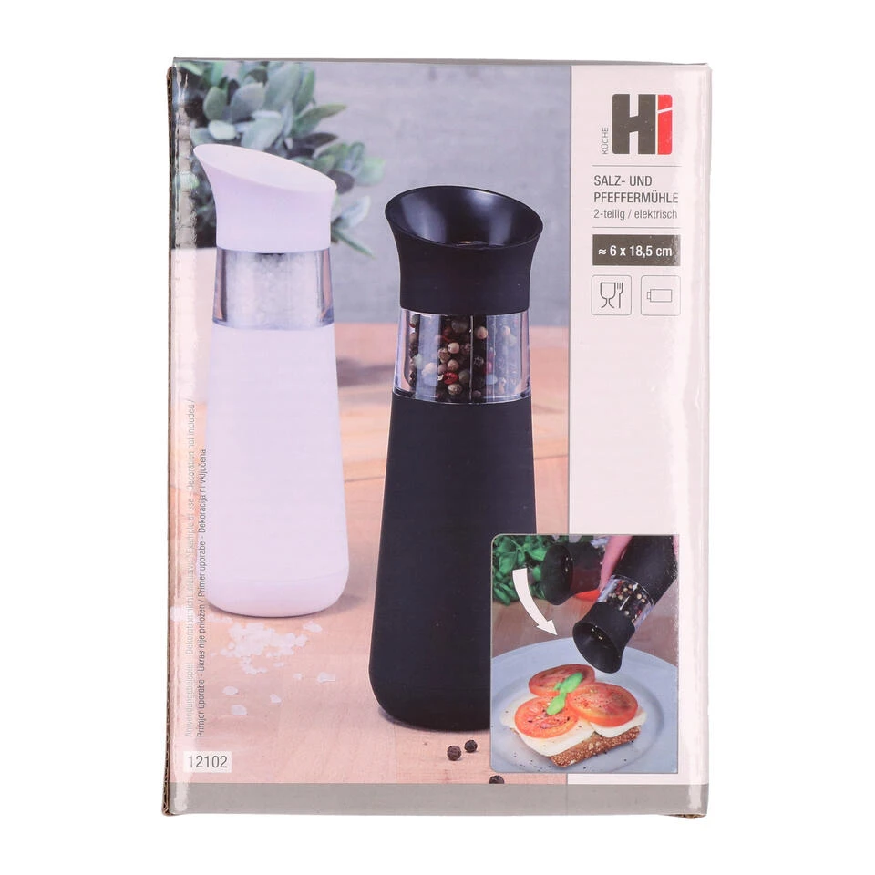Merkloos Zoutmolen Of Pepermolen - Elektrisch - Zwart En Wit - 18 Cm 2 Merkloos Zoutmolen Of Pepermolen - Elektrisch - Zwart En Wit - 18 Cm - Afbeelding 2