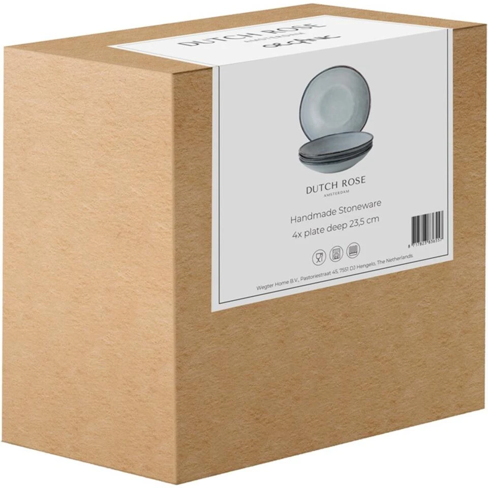 Dutch Rose Giftset 4 Borden Diep 23,5 Cm Blauw 3 Dutch Rose Giftset 4 Borden Diep 23,5 Cm Blauw - Afbeelding 3