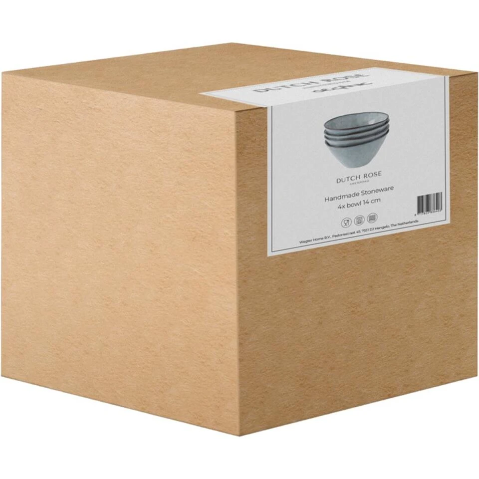 Dutch Rose Giftset 4 Kommen 14 Cm Blauw 3 Dutch Rose Giftset 4 Kommen 14 Cm Blauw - Afbeelding 3