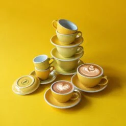 Egg Koffiekop Met Schotel - Set Van 2 - 150ml - Geel -Luxe Servieswinkel 1000093473 0103