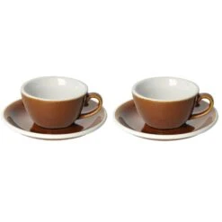 Egg Koffiekop Met Schotel - Set Van 2 - 150ml - Caramel