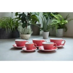 Egg Cappuccinokop Met Schotel - Set Van 2 - 250ml - Berry -Luxe Servieswinkel 1000093489 0102