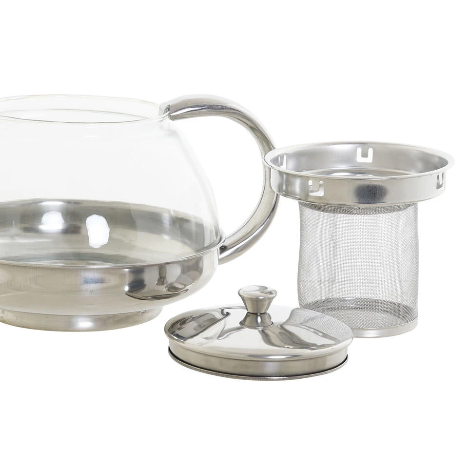 Items Theepot - Glas - RVS - 1050 Ml - Met Filter En Handvat 2 Items Theepot - Glas - RVS - 1050 Ml - Met Filter En Handvat - Afbeelding 2