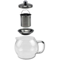 Merkloos Glazen Koffiepot-theekan-theepot - Met Filter - 1,2 Liter