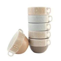 OTIX Soepkommen Met Oor Set Van 6 Stuks Soeptassen 500 Ml Diverse Kleuren