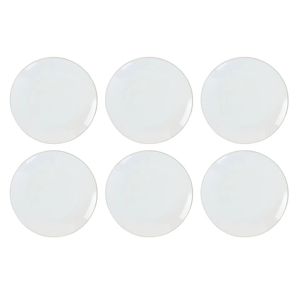OTIX Dinerborden Borden Set Van 6 Stuks 26cm Wit Met Gouden Rand Porselein 1 OTIX Dinerborden Borden Set Van 6 Stuks 26cm Wit Met Gouden Rand Porselein