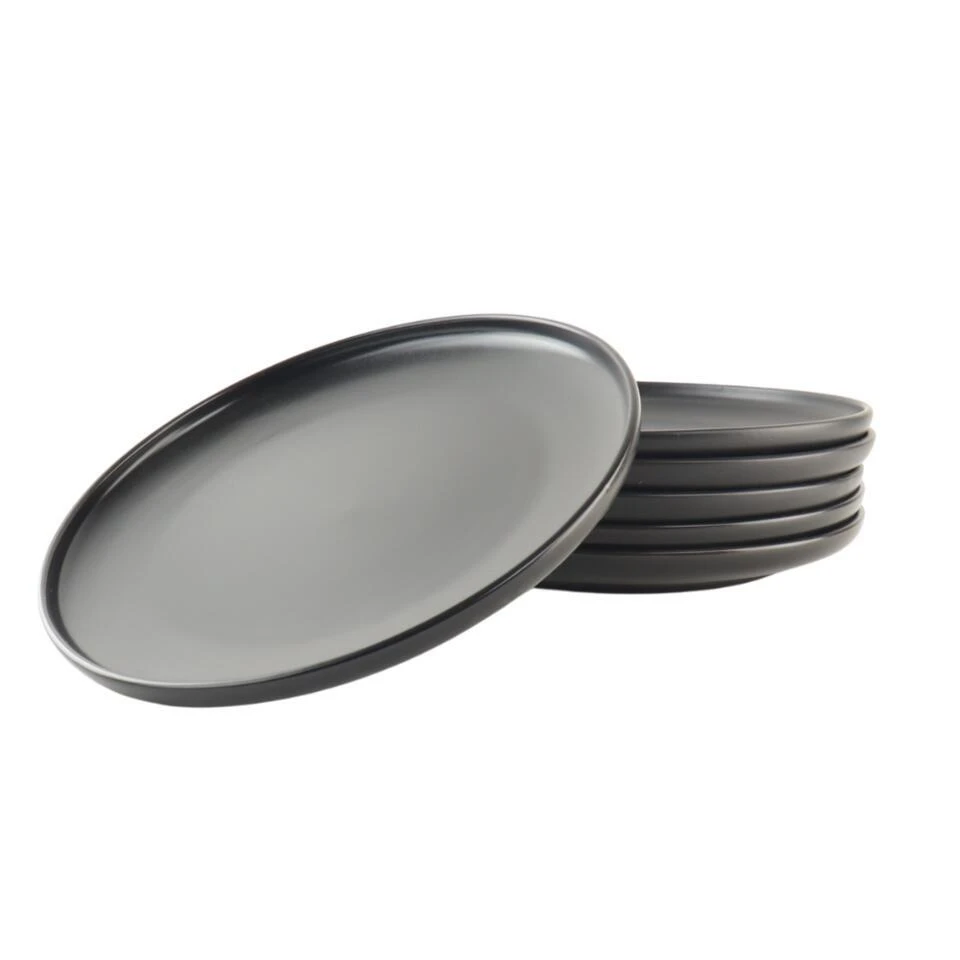 OTIX Diner Bordenset 6 Persoons Zwart 27cm Keramiek WILLOW 1 OTIX Diner Bordenset 6 Persoons Zwart 27cm Keramiek WILLOW