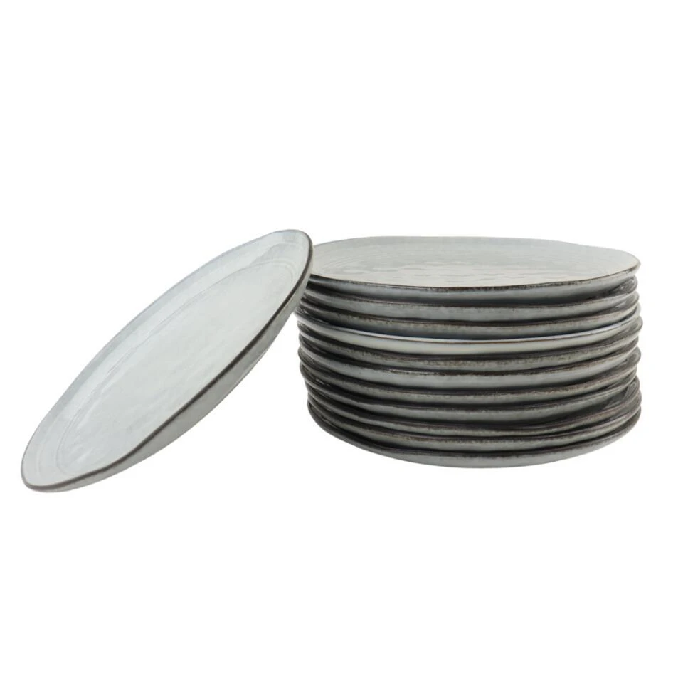 OTIX Dessert Ontbijt Bordenset 12 Persoons Blauw 21cm Keramiek BLUEBELL 1 OTIX Dessert Ontbijt Bordenset 12 Persoons Blauw 21cm Keramiek BLUEBELL