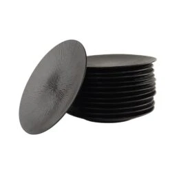 OTIX Dessert Ontbijt Bordenset 12 Persoons Zwart 21cm Keramiek POPPY