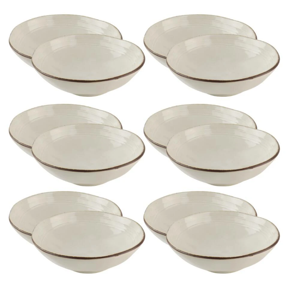 OTIX Soepkommen 12 Persoons Beige Soeptassen 15cm Keramiek LILY 1 OTIX Soepkommen 12 Persoons Beige Soeptassen 15cm Keramiek LILY