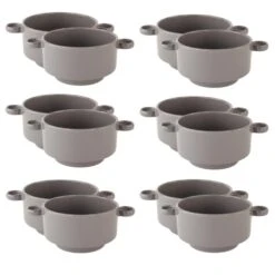 OTIX Soepkommen Met Oor 12 Stuks Grijs Soeptassen 510ml Aardewerk