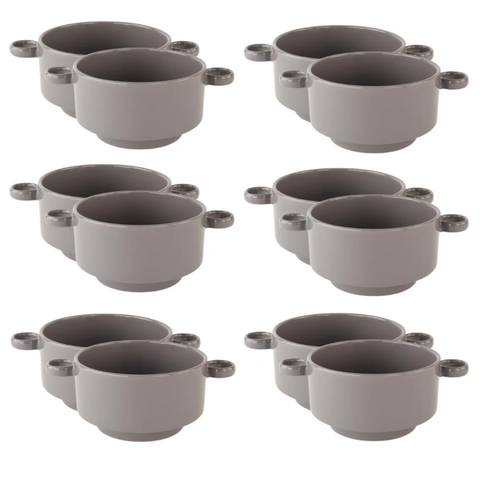 OTIX Soepkommen Met Oor 12 Stuks Grijs Soeptassen 510ml Aardewerk 1 OTIX Soepkommen Met Oor 12 Stuks Grijs Soeptassen 510ml Aardewerk
