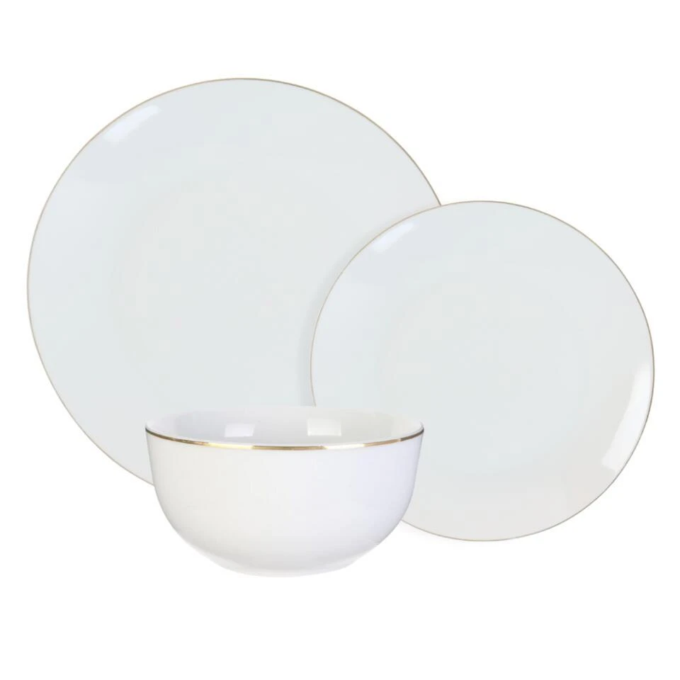 OTIX Serviesset Bordenset 6 Persoons 18-delig Wit Met Gouden Rand Porselein C... 1 OTIX Serviesset Bordenset 6 Persoons 18-delig Wit Met Gouden Rand Porselein C...