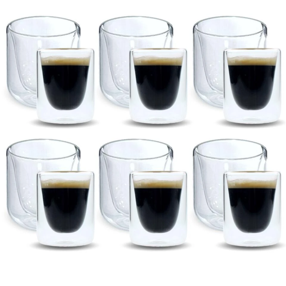 OTIX Dubbelwandige Glazen Koffietassen Koffie En Espresso 12 Stuks 1 OTIX Dubbelwandige Glazen Koffietassen Koffie En Espresso 12 Stuks