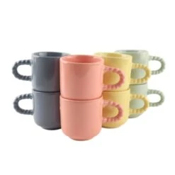 OTIX Espresso Kopjes Koffiekopjes Set Van 8 Koffietassen 120 Ml Aardewerk