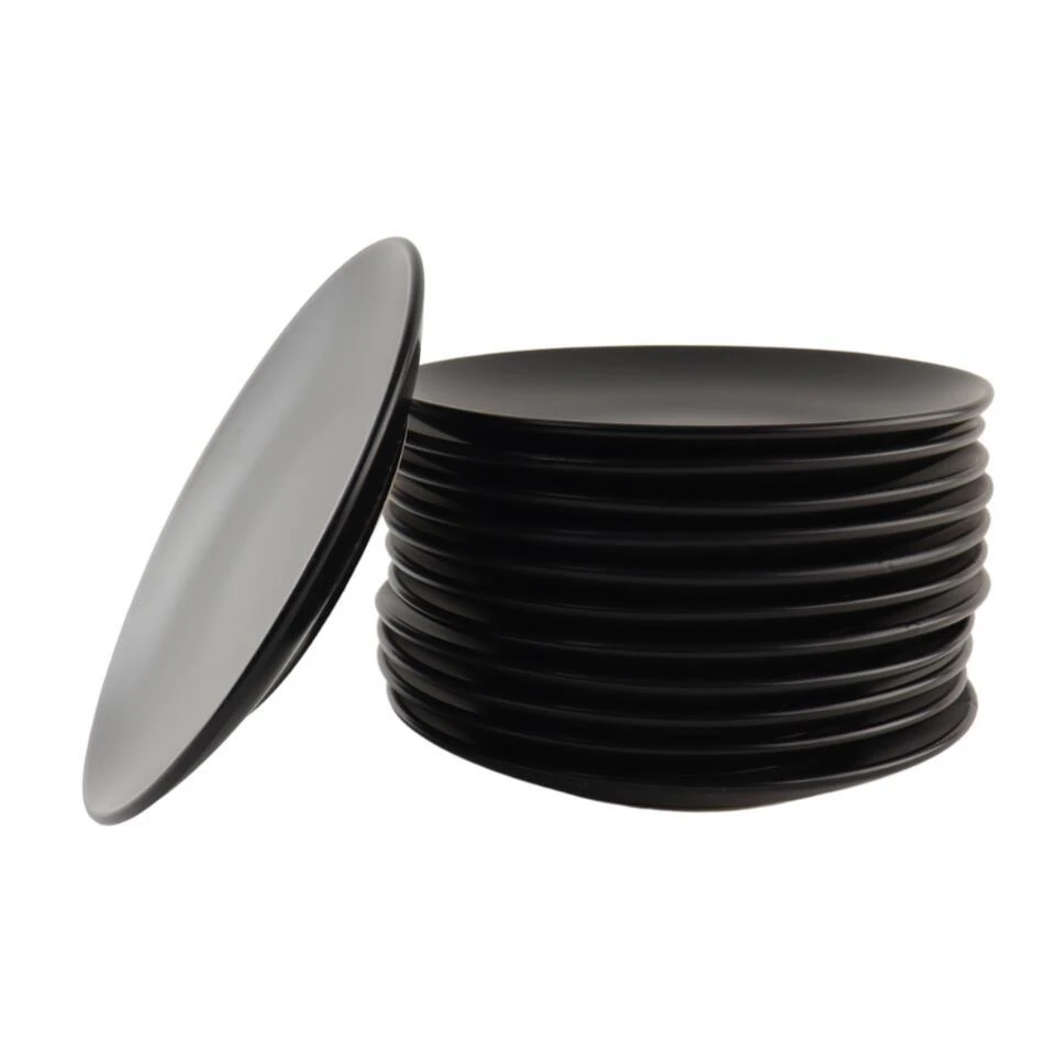 OTIX Ontbijtborden Bordenset Van 12 Stuks 21cm Zwart Aardewerk IVY 1 OTIX Ontbijtborden Bordenset Van 12 Stuks 21cm Zwart Aardewerk IVY