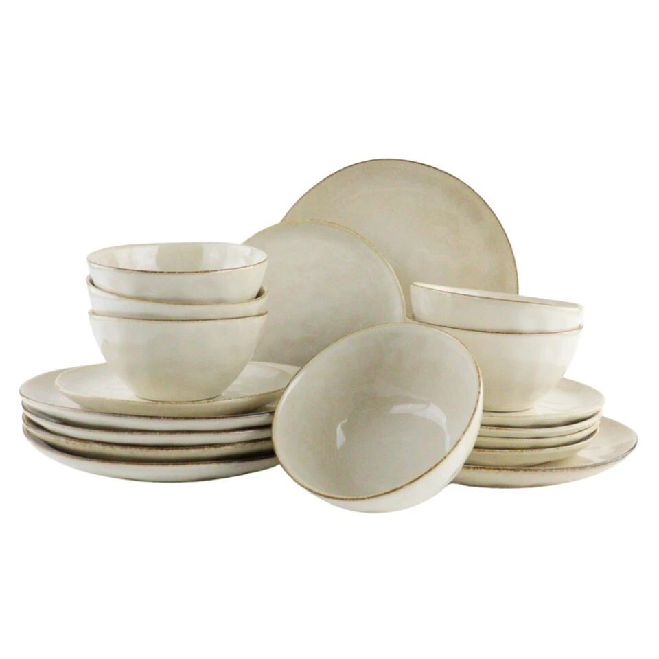 OTIX Serviesset 18-delig Bordenset 6-persoons Beige 21cm Keramiek MAPLE 1 OTIX Serviesset 18-delig Bordenset 6-persoons Beige 21cm Keramiek MAPLE