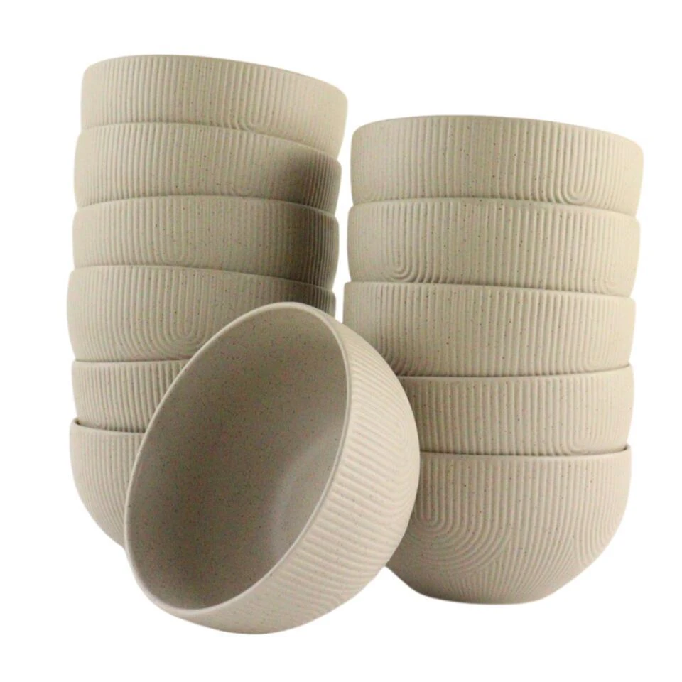 OTIX Soepkommen Zonder Oor Set Van 12 Schaaltjes 600ml Caramel TEAK 1 OTIX Soepkommen Zonder Oor Set Van 12 Schaaltjes 600ml Caramel TEAK