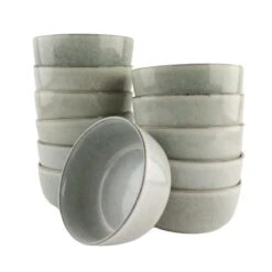 OTIX Soepkommen Zonder Oor Set Van 12 600ml Groen Aardewerk BEECH