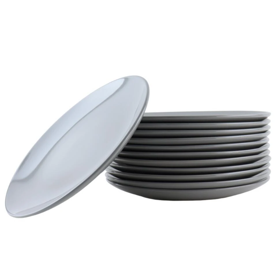 OTIX Dinerborden Bordenset 12 Persoons Grijs 26cm Aardewerk POPLAR 1 OTIX Dinerborden Bordenset 12 Persoons Grijs 26cm Aardewerk POPLAR