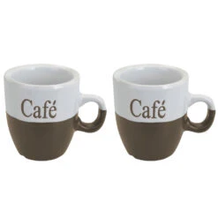 Excellent Houseware Koffiemokken - 2x - Bruin - Keramiek - 150 Ml