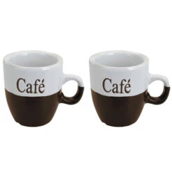 Excellent Houseware Koffiemok - 2x - Bruin - Keramiek - 150 Ml