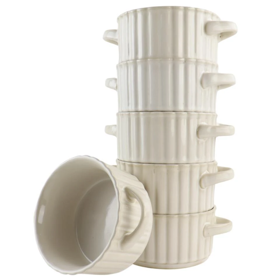 OTIX Soepkommen Met Oor Set Van 6 Stuks Soeptassen Wit Keramiek SOLIS 1 OTIX Soepkommen Met Oor Set Van 6 Stuks Soeptassen Wit Keramiek SOLIS