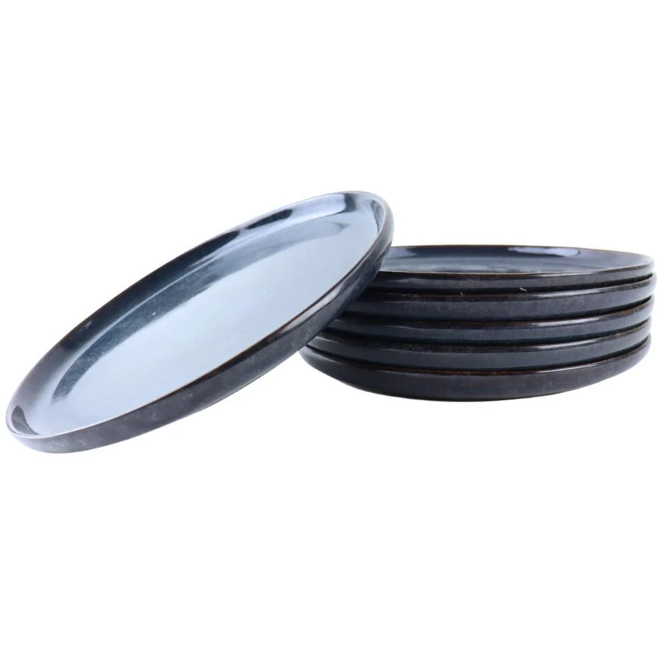 OTIX Dinerborden Bordenset 6 Persoons 26cm Blauw Aardewerk EBONY 1 OTIX Dinerborden Bordenset 6 Persoons 26cm Blauw Aardewerk EBONY