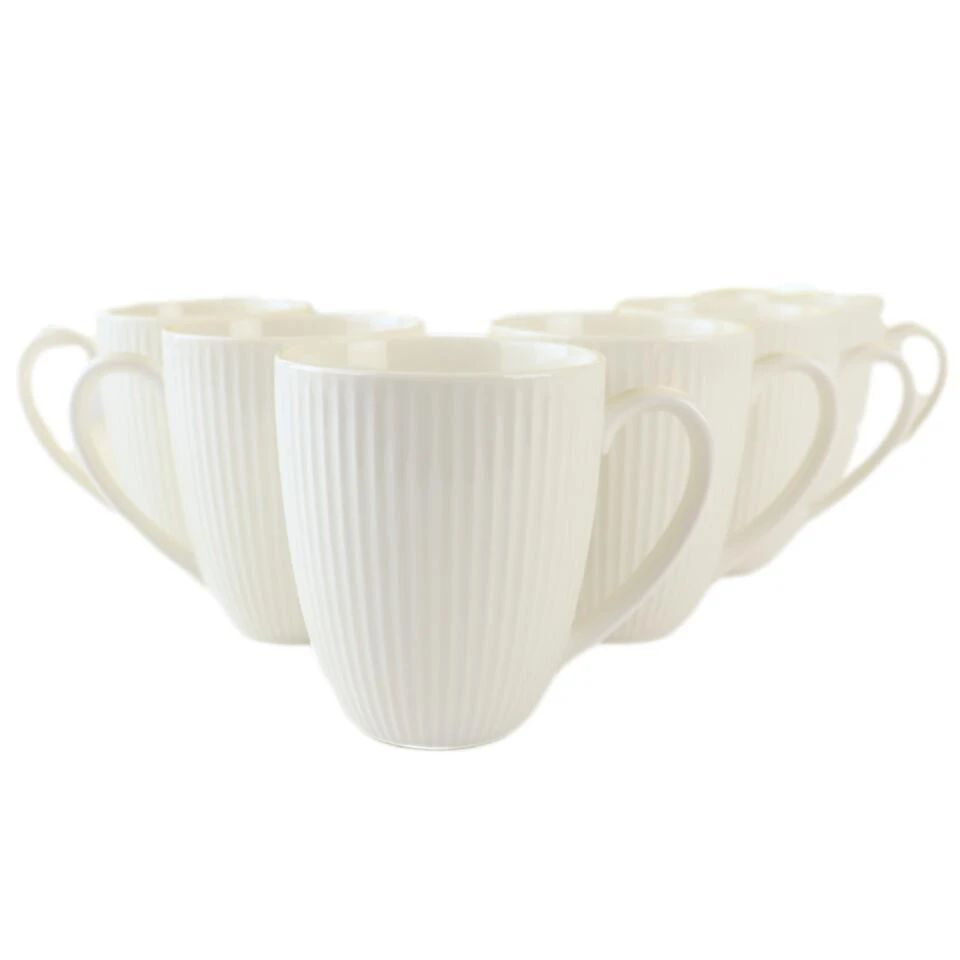 OTIX Koffiekopjes Set Van 6 Met Oor Koffietassen 300ml Wit Porselein LUNA 1 OTIX Koffiekopjes Set Van 6 Met Oor Koffietassen 300ml Wit Porselein LUNA