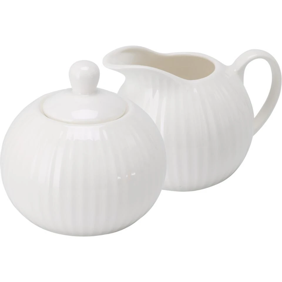 OTIX Melk En Suiker Set Melkkan Suikerpot Met Oor Wit Porselein LUNA 1 OTIX Melk En Suiker Set Melkkan Suikerpot Met Oor Wit Porselein LUNA