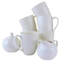 OTIX Serviesset 8-delig Koffiekopjes Met Oor Melk En Suiker Set Wit...